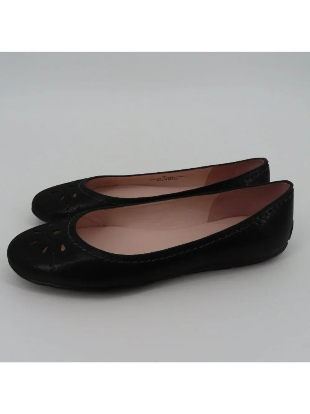 Talbots Women 6 B Shimmer Black Leather Cut Out Round Toe Ballet Flats Shoes